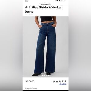 GAP High Rise Stride Jeans in Dark Wash